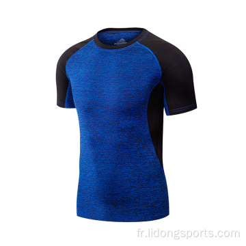 T-shirt des collants sportifs secs de fitness pour hommes